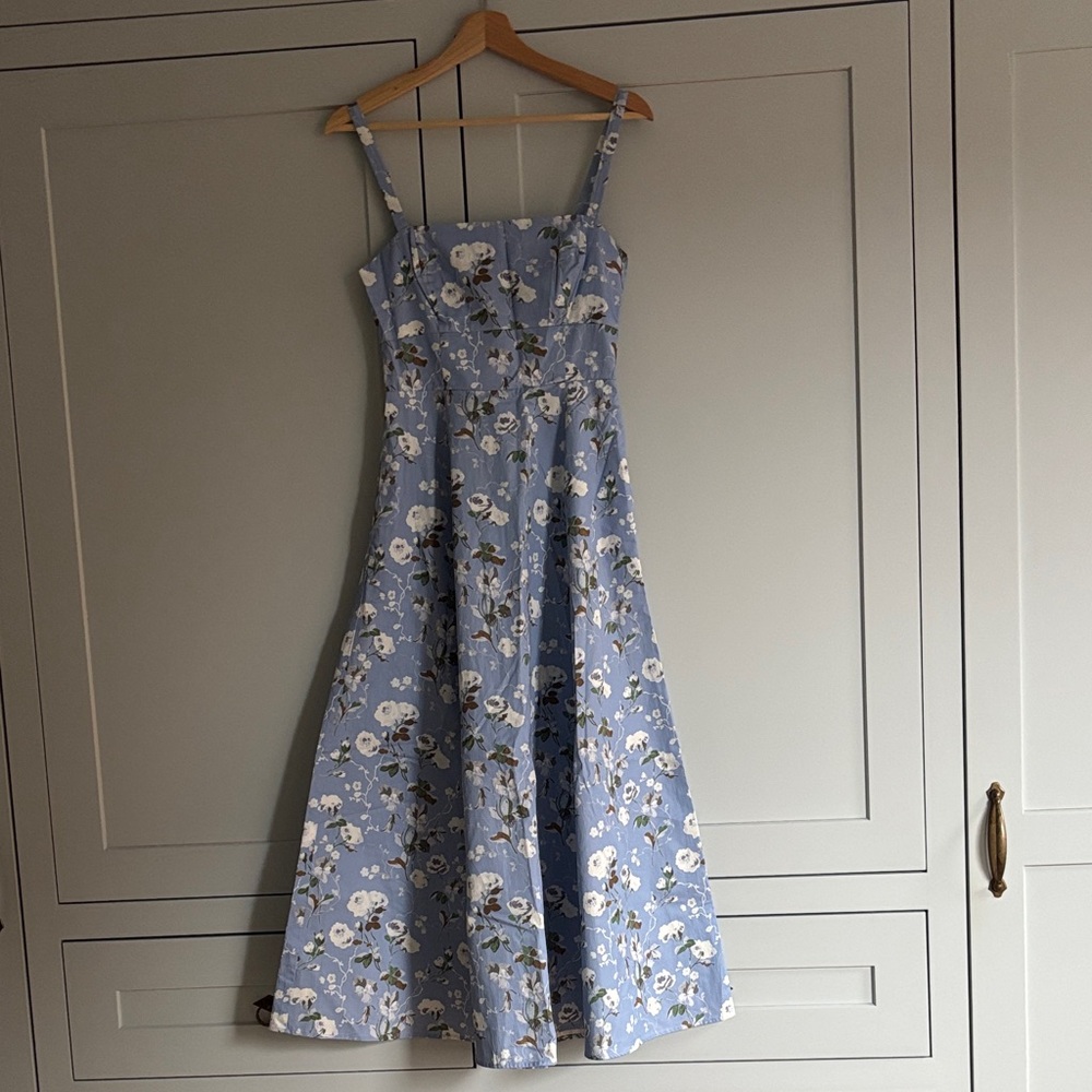 Hill House Matilda Light Blue Floral Midi Dress